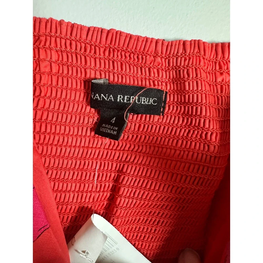 Banana Republic Floral Linen Blend Wide Leg Cropped Jumpsuit Red Pink 4 NEW